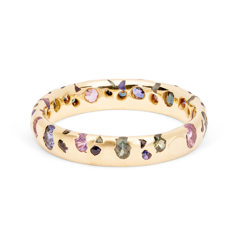 Green & Purple Confetti Ring - Size 6.5 - 11212