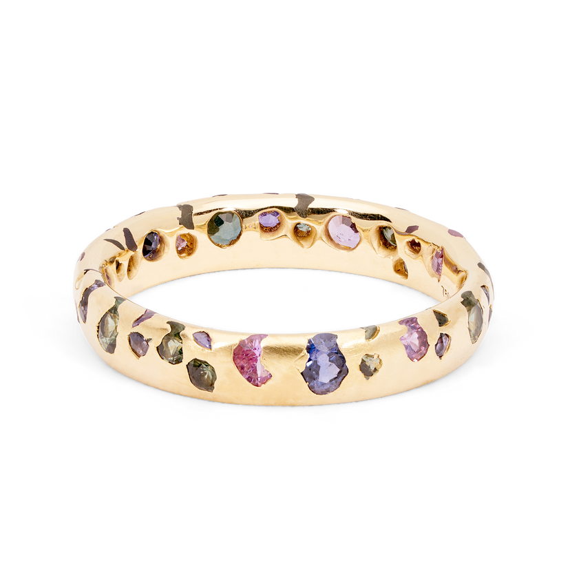 Green & Purple Confetti Ring - Size 6.5 - 11212