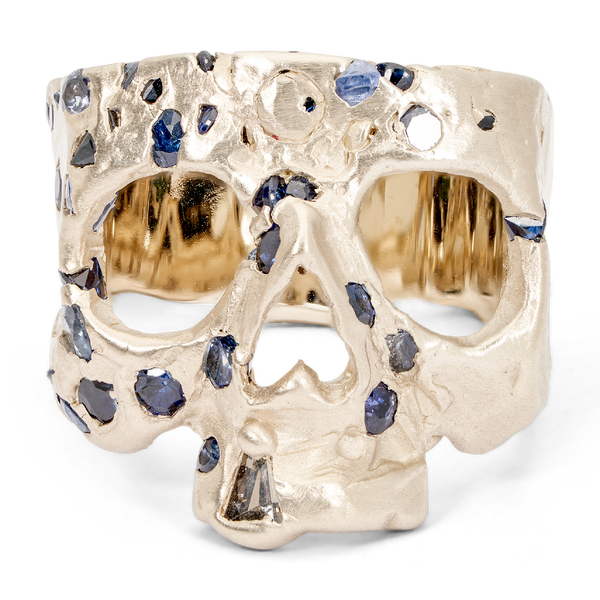 Blue Confetti Skull Ring in White | Polly Wales