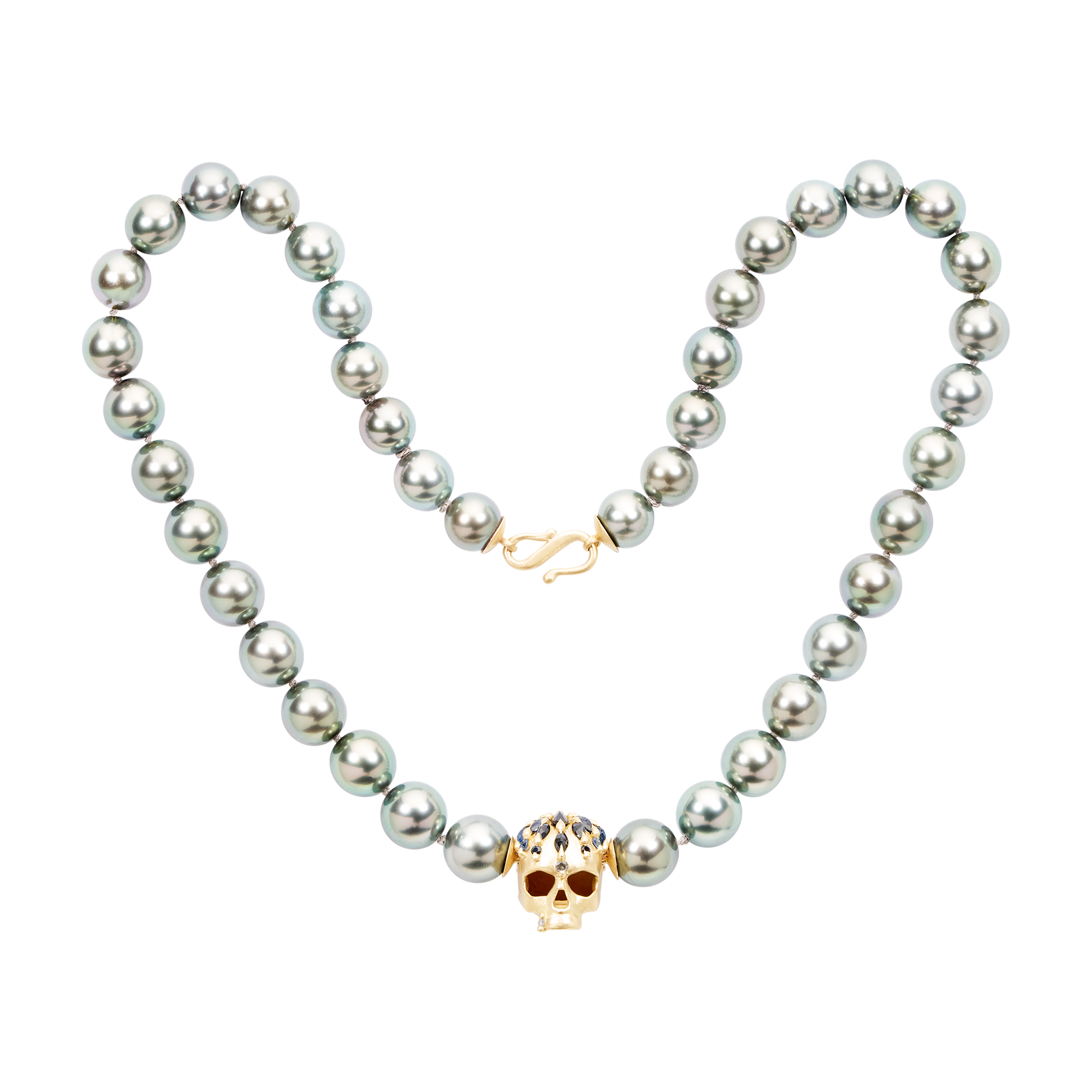 Green Enchanted City Skull Pearl Necklace | Polly Wales