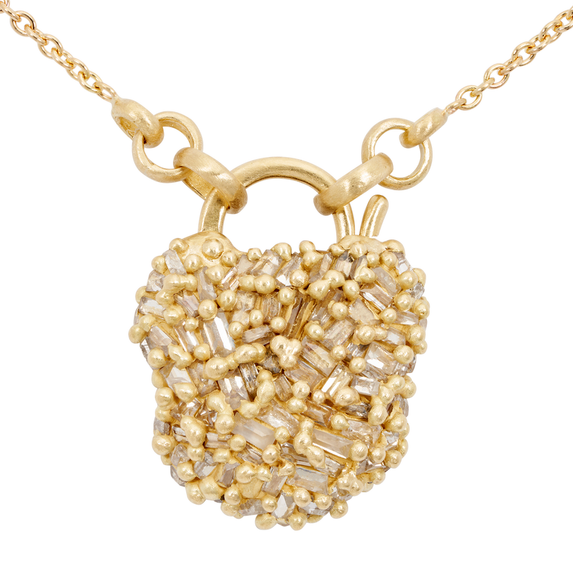 Diamond Padlock Necklace 14K Gold