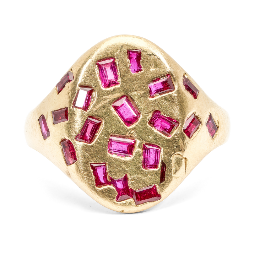Ruby Baguette Signet Ring - Made to Order