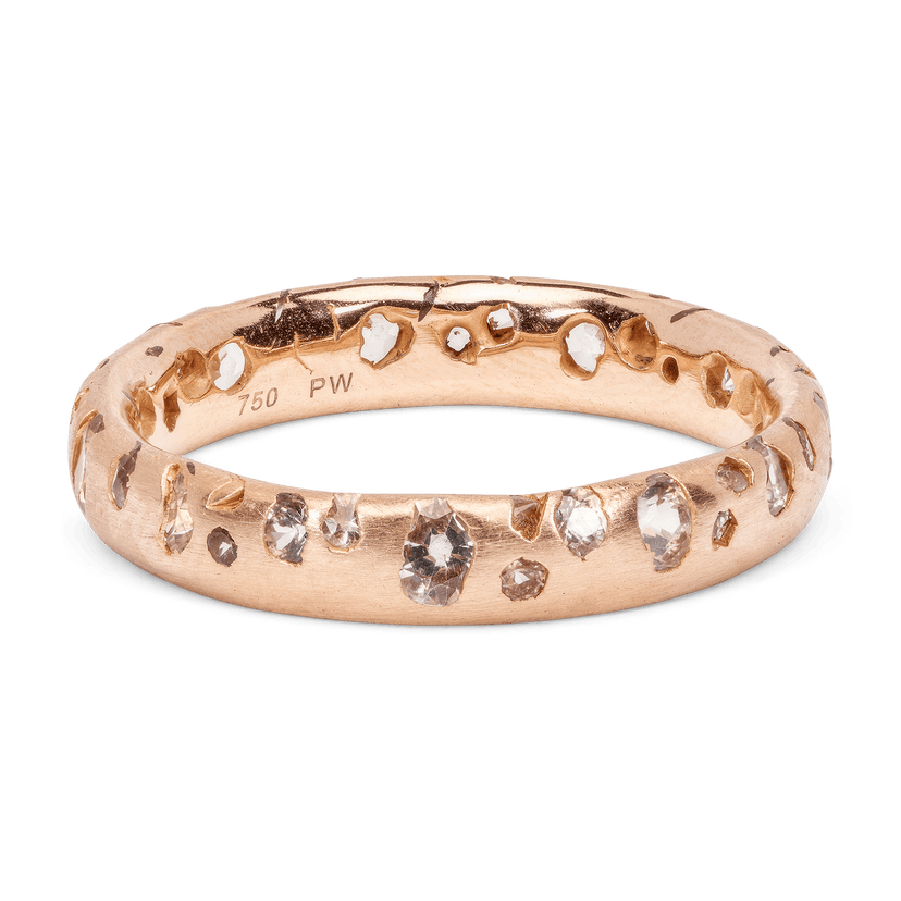 White Confetti Ring on Rose - Polly Wales Fine Jewelry, 