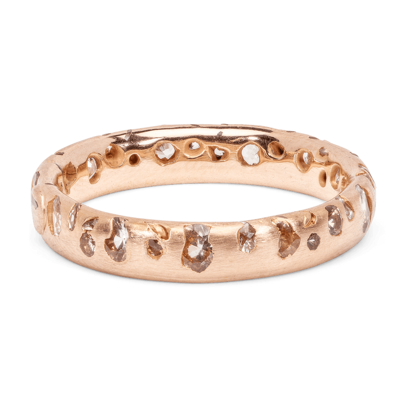White Confetti Ring on Rose - Polly Wales Fine Jewelry, 