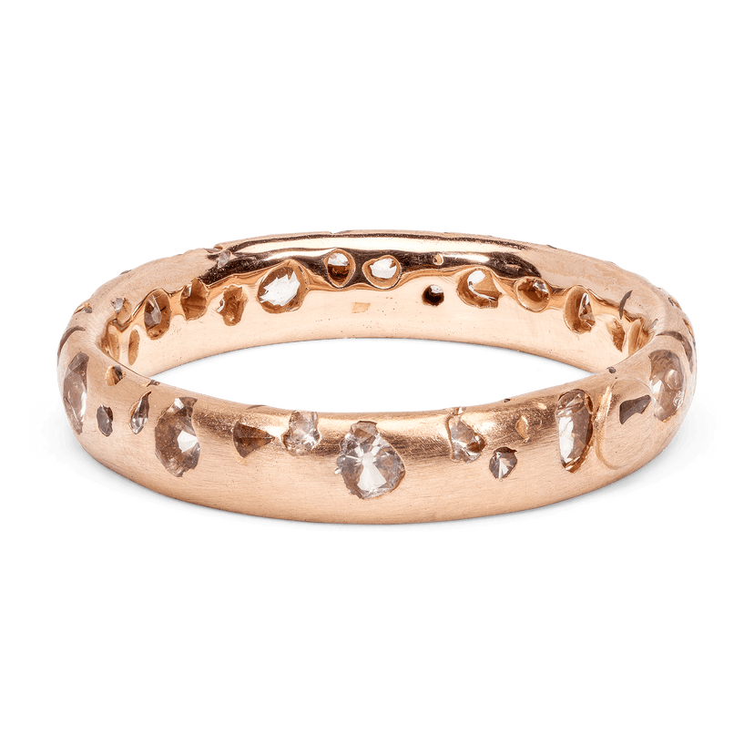 White Confetti Ring on Rose - Polly Wales Fine Jewelry, 