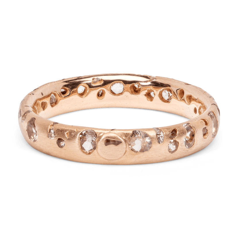 White Confetti Ring on Rose - Polly Wales Fine Jewelry, 