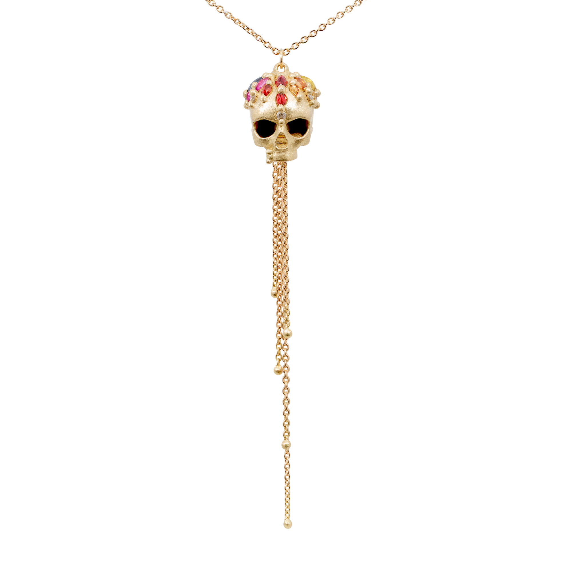 Rainbow Enchanted City Skull Tassel Necklace | Polly Wales